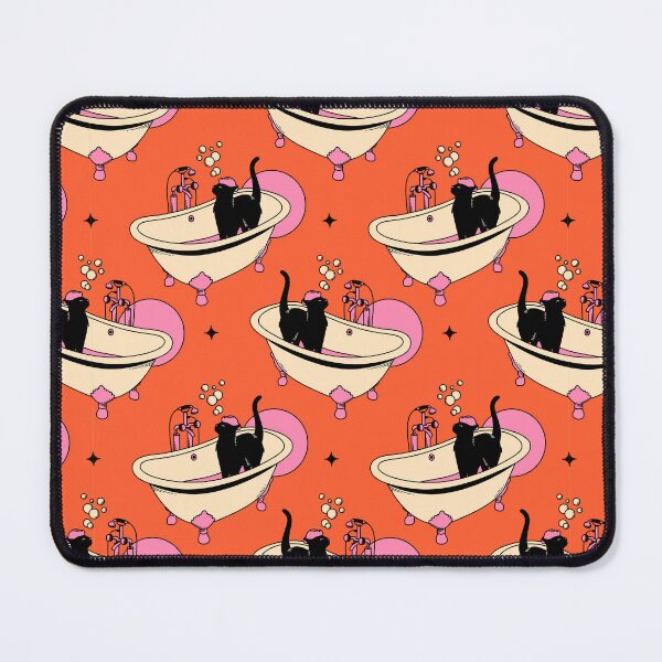 Item preview, Spa Day Black Cat Pattern in orange designed and sold by charcoalcatco.