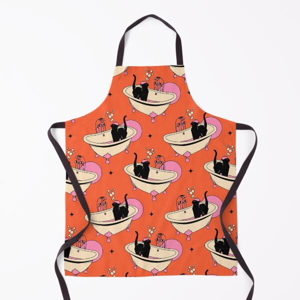 Item preview, Spa Day Black Cat Pattern in orange designed and sold by charcoalcatco.