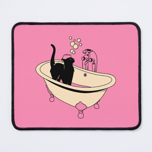 Item preview, Spa Day Black Cat in pink designed and sold by charcoalcatco.