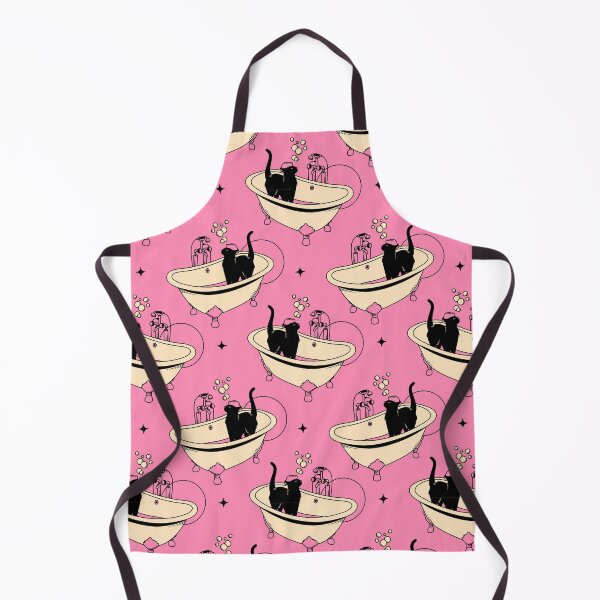 Item preview, Spa Day Black Cat Pattern in pink designed and sold by charcoalcatco.