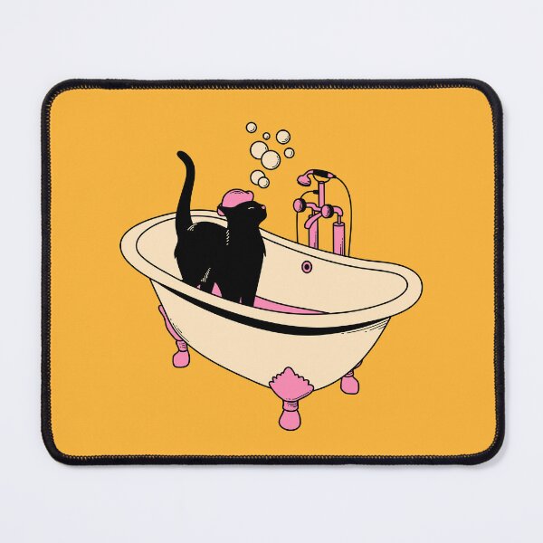 Item preview, Spa Day Black Cat in yellow designed and sold by charcoalcatco.