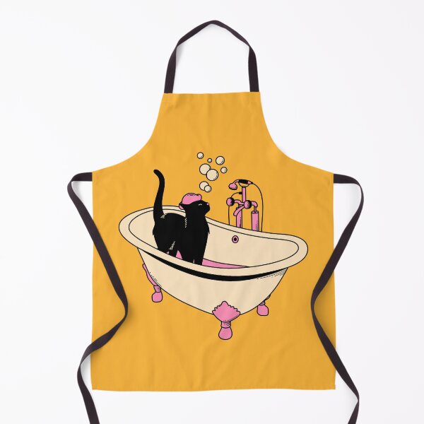 Item preview, Spa Day Black Cat in yellow designed and sold by charcoalcatco.