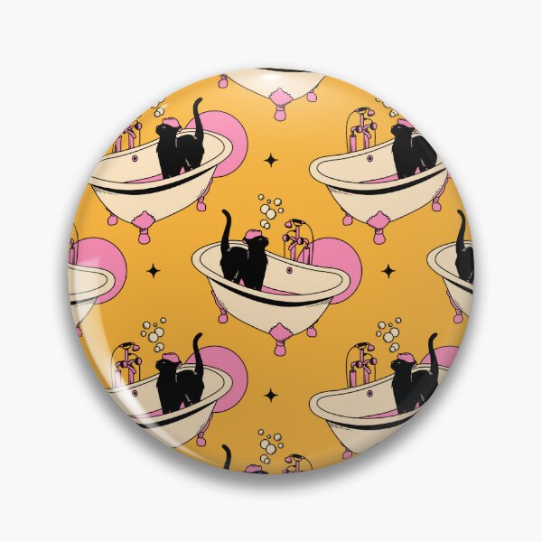 Item preview, Spa Day Black Cat Pattern in yellow designed and sold by charcoalcatco.