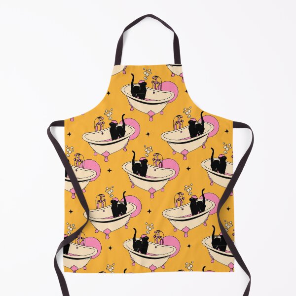 Item preview, Spa Day Black Cat Pattern in yellow designed and sold by charcoalcatco.