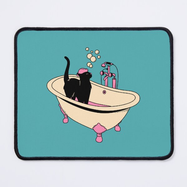 Item preview, Spa Day Black Cat in blue designed and sold by charcoalcatco.
