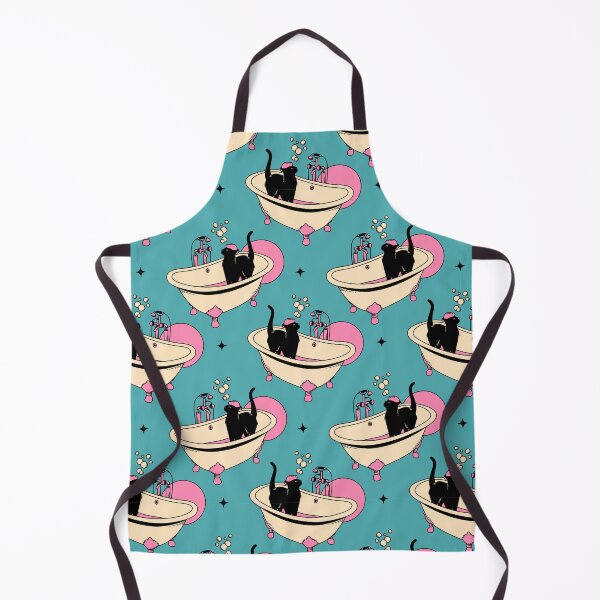 Item preview, Spa Day Black Cat Pattern in blue designed and sold by charcoalcatco.