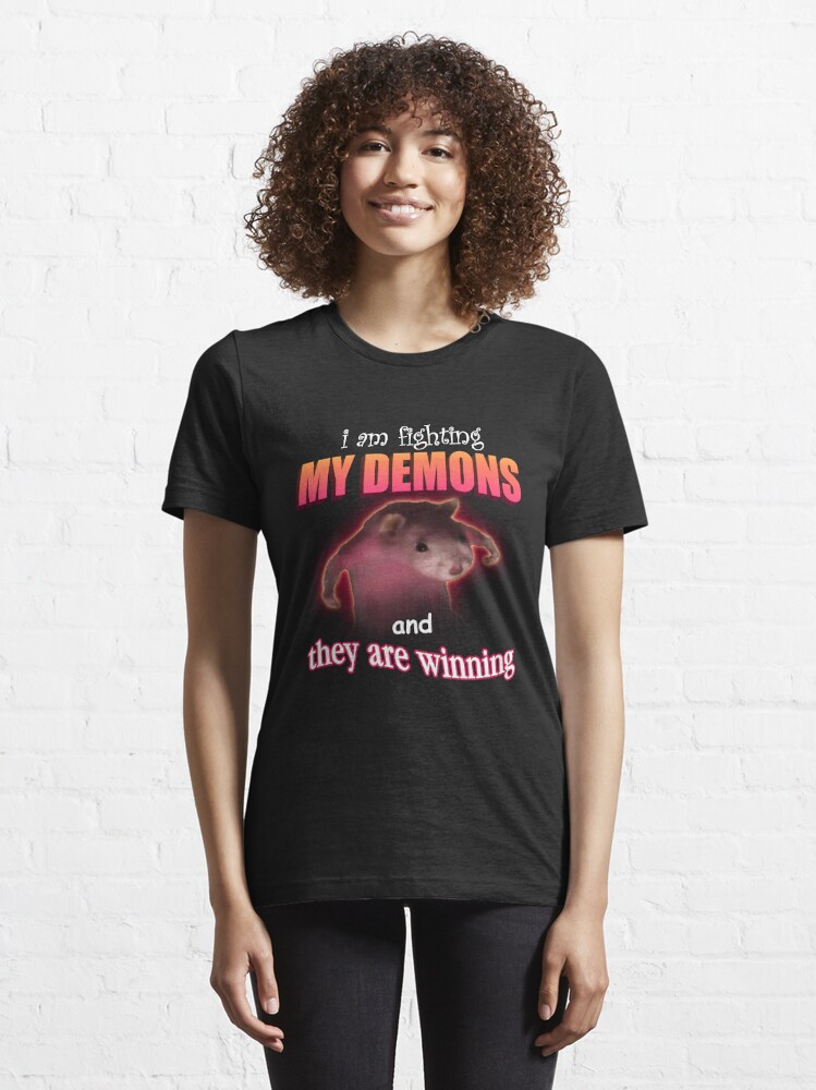 Discover I'm fighting my demons and they are winning rat word art meme | Essential T-Shirt