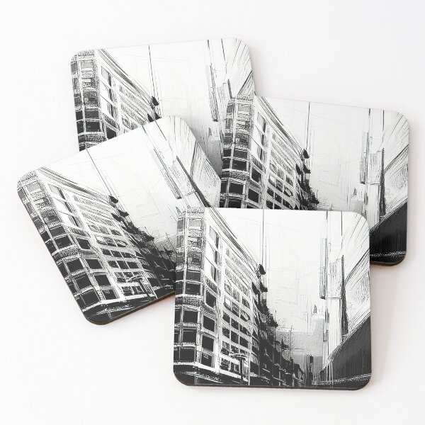 Item preview, Black And White Abstract Art urban scene with vintage city building. designed and sold by Giulivo Store Graphic.