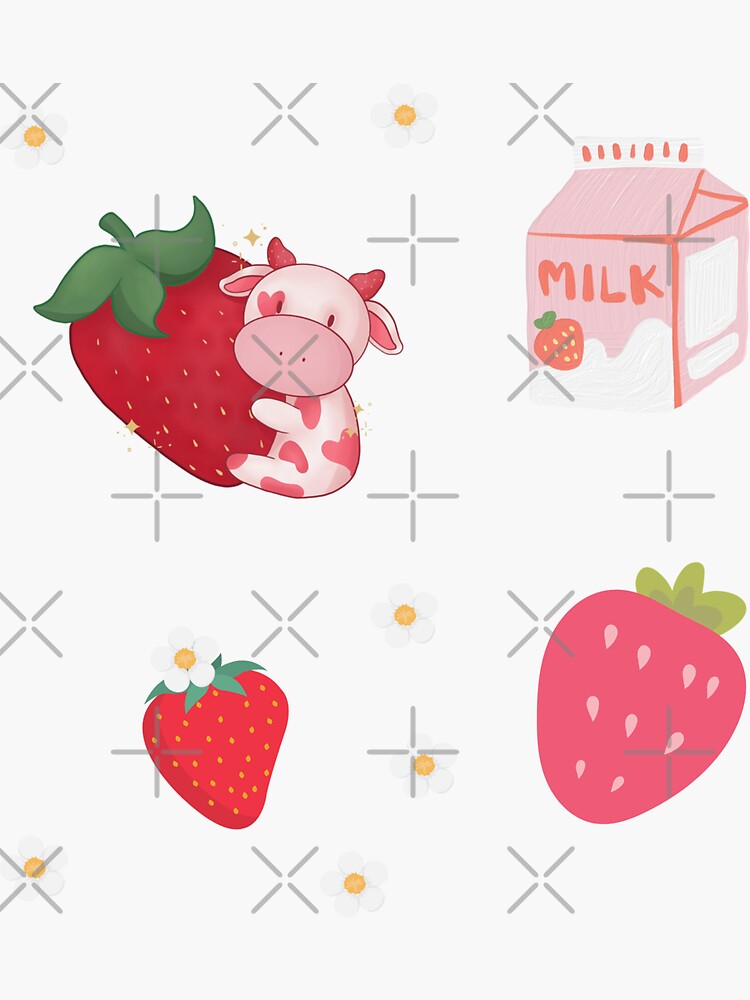 Strawberry Milk Sticker Pack Sticker for Sale by prismapansy