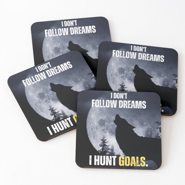 Item preview, I Hunt Goals Howling Wolf Full Moon Motivational Quote designed and sold by hiunlimit.
