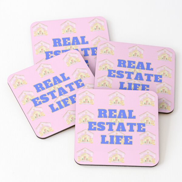 Item preview, Real Estate Life Pink Blue Houses Preppy Pastel Block Print  designed and sold by Sunshine-Dreams.