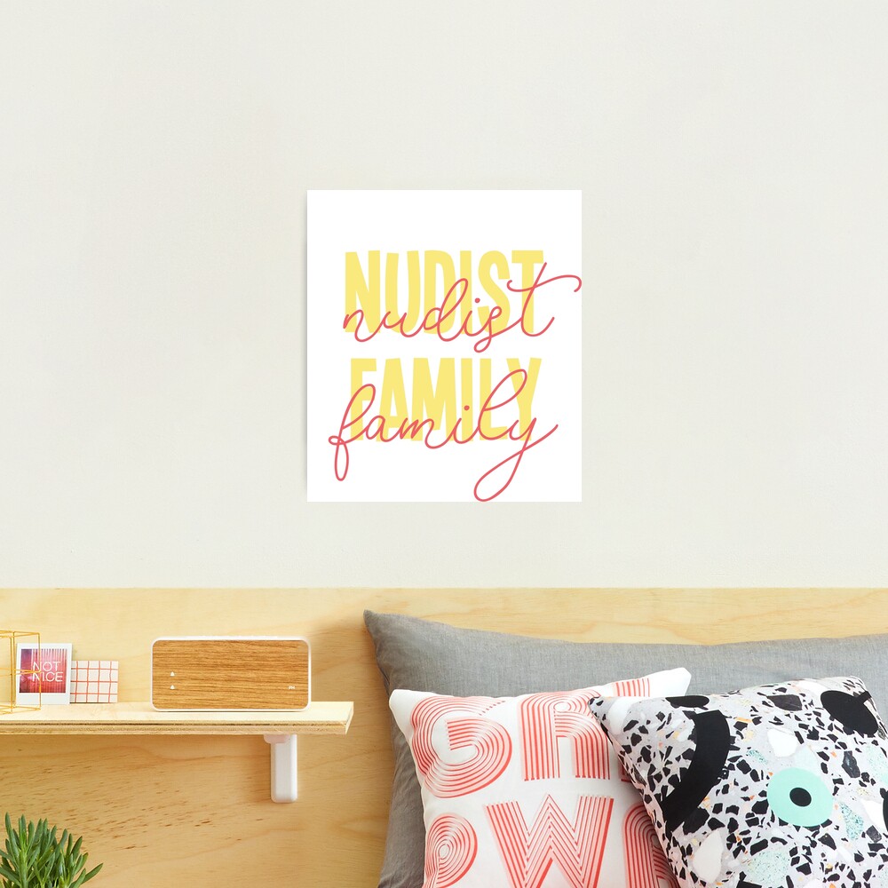 Nudist Family Pale Yellow Typography | Photographic Print