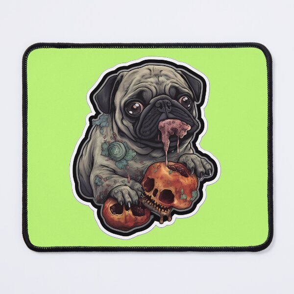 Item preview, Zombie Pug eating Brains designed and sold by ZombiOctopi.