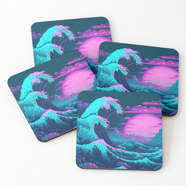 Item preview, Vaporwave Aesthetic Great Wave Off Kanagawa Vertical Art 90's designed and sold by AlvaroMeurer.