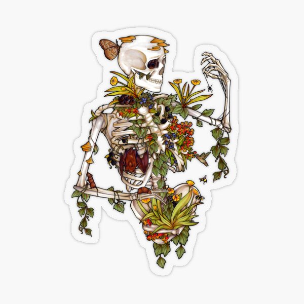 Knochen und Botanik Transparenter Sticker