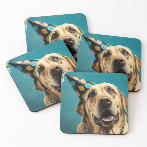 Item preview, Funny Labrador Retriever wearing party hats designed and sold by Tio-Tecun.