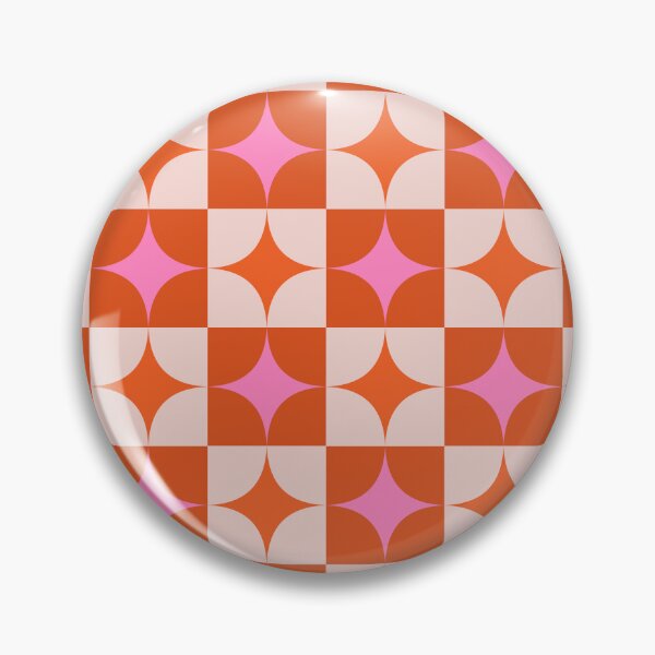 Item preview, Checkered Pink and Orange Mid Century Starbursts Pattern designed and sold by Yasminepatterns .