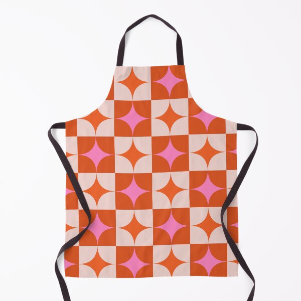 Item preview, Checkered Pink and Orange Mid Century Starbursts Pattern designed and sold by Yasminepatterns .