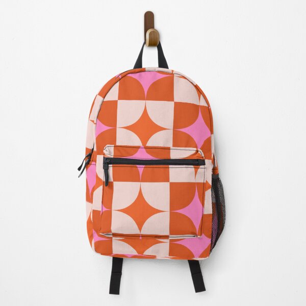 Item preview, Checkered Pink and Orange Mid Century Starbursts Pattern designed and sold by Yasminepatterns .