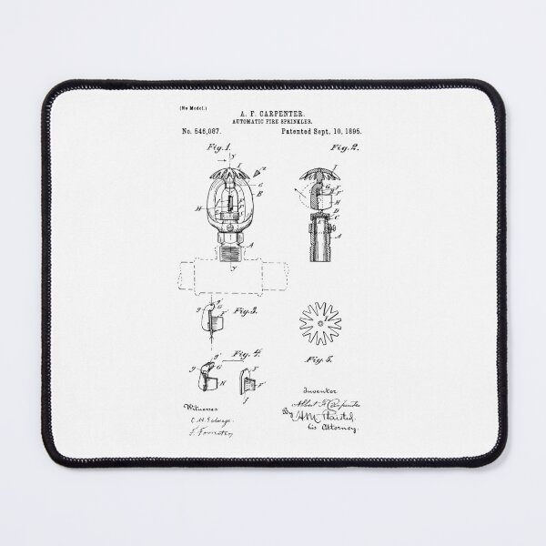Item preview, Automatic Fire Sprinkler patent 1895 fire Alarm and Fireman Gift designed and sold by anodyle.