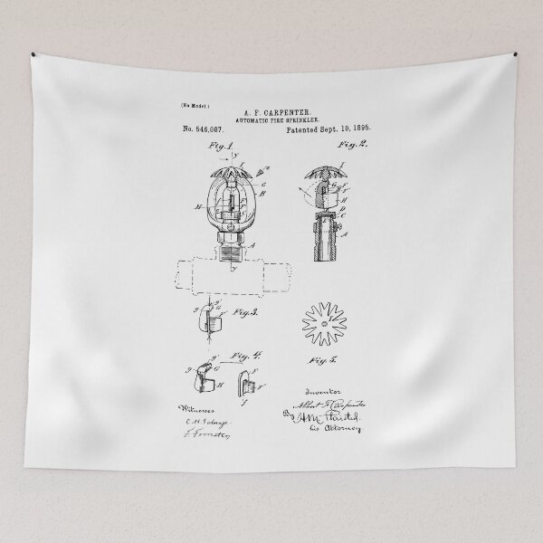 Item preview, Automatic Fire Sprinkler patent 1895 fire Alarm and Fireman Gift designed and sold by anodyle.