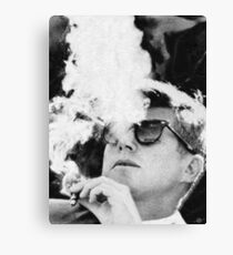 John F Kennedy Cigar and Sunglasses Black And White Canvas Print