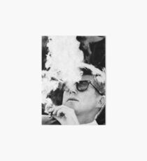 John F Kennedy Cigar and Sunglasses Black And White Art Board