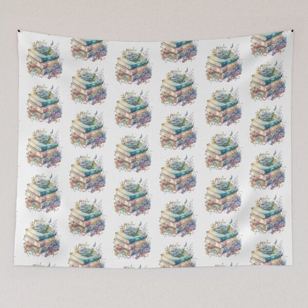 Item preview, Floral Watercolor Stacked Books designed and sold by DreamiDreams.