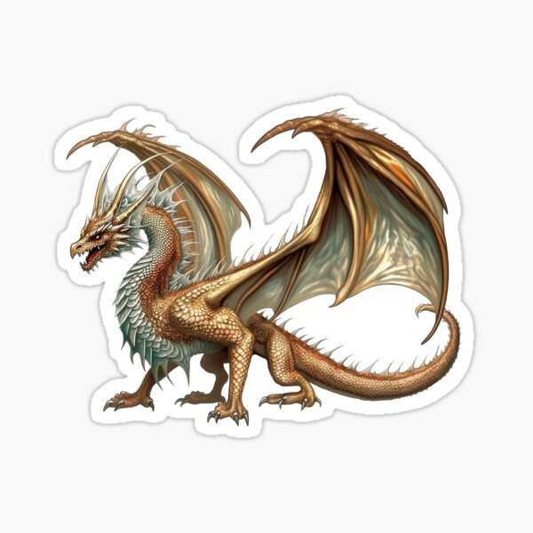 Epic High Detailed Brass Dragon: High Fantasy Magic and Roleplay games |  Sticker