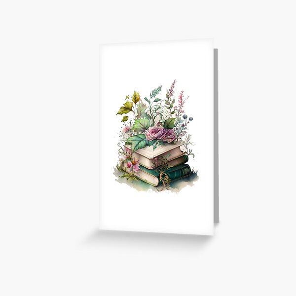 Item preview, Floral Watercolor Stacked Books designed and sold by DreamiDreams.