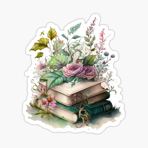 Item preview, Floral Watercolor Stacked Books designed and sold by DreamiDreams.
