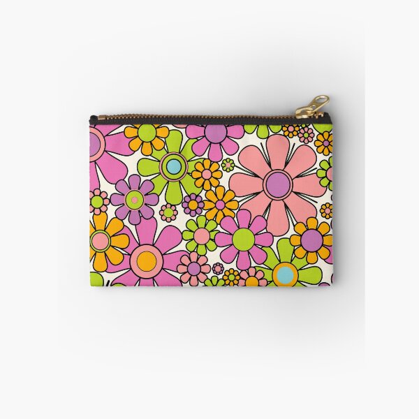 Item preview, Retro Garden Flowers 60s 70s Floral Pattern Thulian Pink Lime Orange Cream designed and sold by kierkegaard.