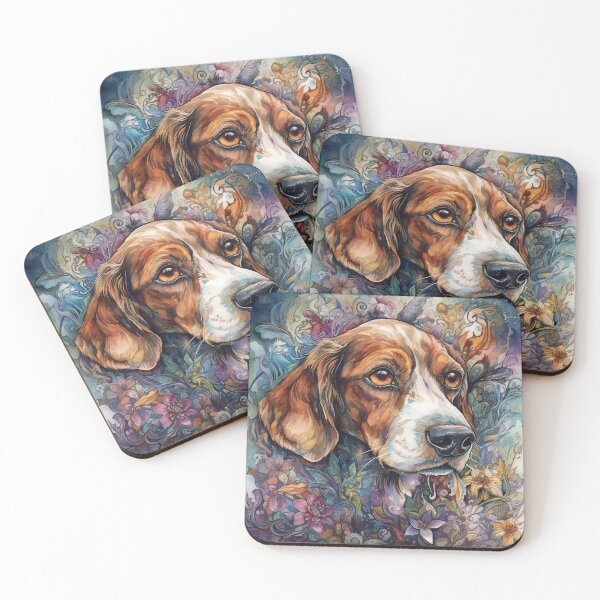 Item preview, Tribal Floral Beagle Dog Art 2 designed and sold by DiatomDesigns.