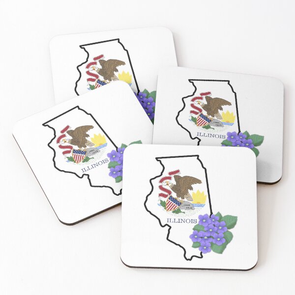 Item preview, State of Illinois Flag with State Flower Common Blue Violet designed and sold by Gsallicat.
