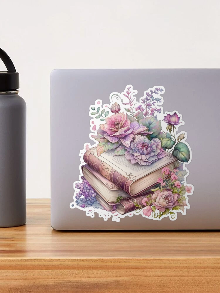 The Wren Flower Sticker / Romance Moody Floral Sticker / Reader Sticker/  Book Obsessed/ Reading/ Laptop/ Kindle Sticker/ Water Bottle -  Denmark