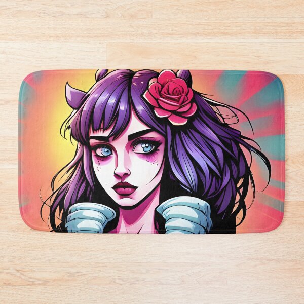 Item preview, Purple Haired Girl With A Rose In Her Hair designed and sold by CuriousHeart.