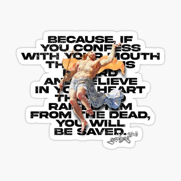 Confess with your mouth and you'll be saved. Christian Faith Spiritual Retro Vintage Style Sticker