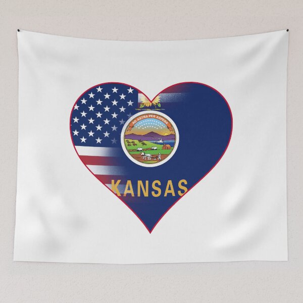 Item preview, State of Kansas Flag and American Flag Fusion Design designed and sold by Gsallicat.