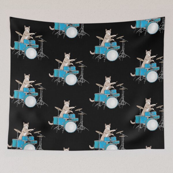 Item preview, Cat Playing Drums - Blue  designed and sold by MarciaFe.