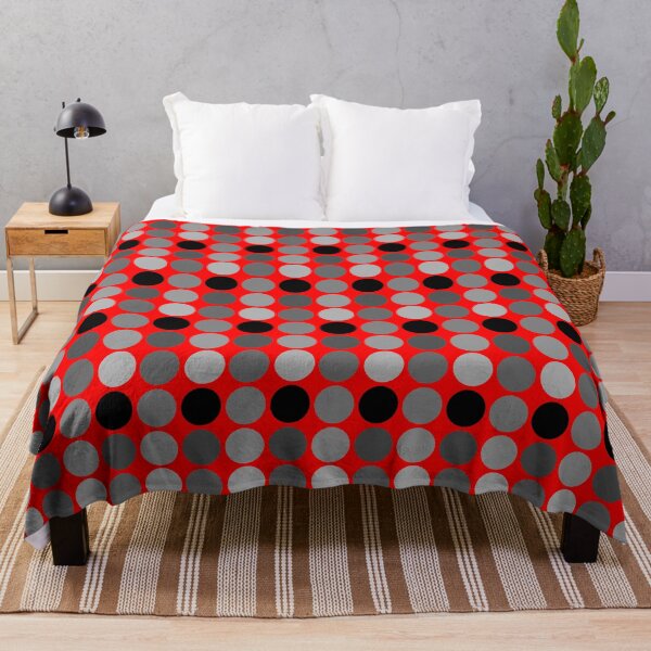 Black Grey Red Circles Pattern Throw Blanket