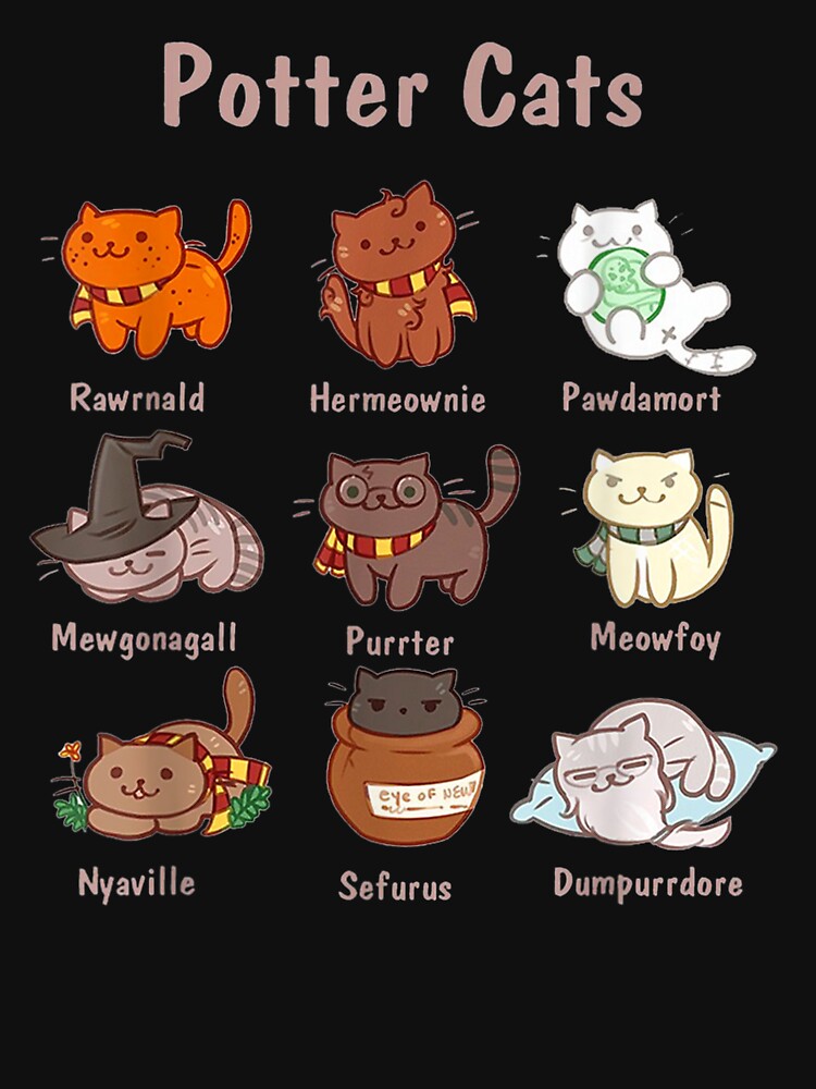 Potter Cats T-Shirt, Funny Gifts For Cat Lovers Tshirt Potter Cats T-Shirt, Funny Gifts For Cat Lovers Tshirt