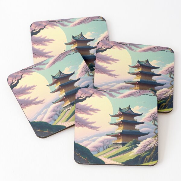 Item preview, Japan Temple on the hill with blossom designed and sold by Tokyo Retro.
