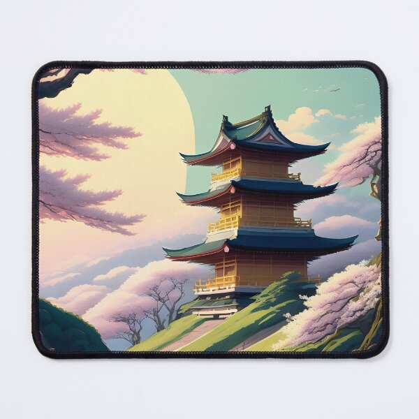 Item preview, Japan Temple on the hill with blossom designed and sold by Tokyo Retro.