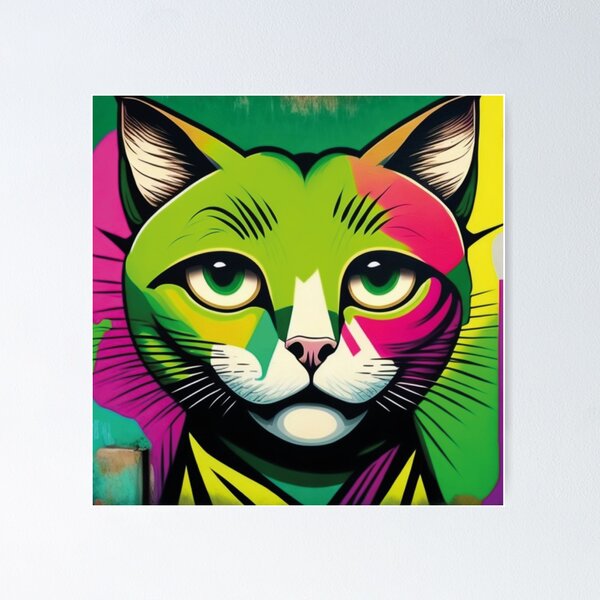 Item preview, Gato colorido de olhos verdes designed and sold by GirlaineSQ.
