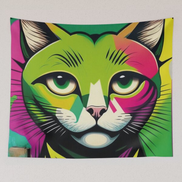 Item preview, Gato colorido de olhos verdes designed and sold by GirlaineSQ.