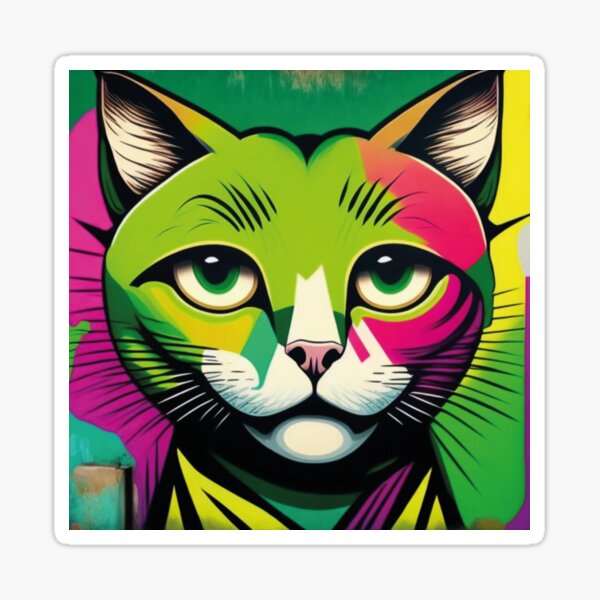 Item preview, Gato colorido de olhos verdes designed and sold by GirlaineSQ.
