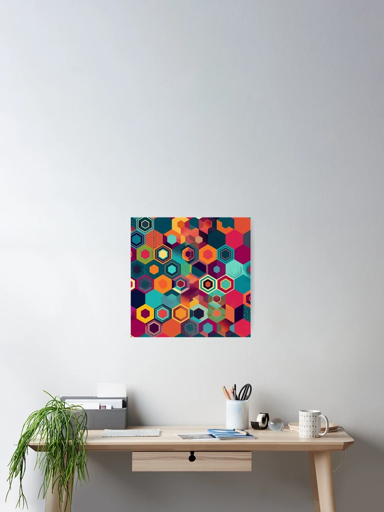 Thumbnail 2 of 3, Poster, Colorful Hexagonal Pattern designed and sold by UlDesigns.