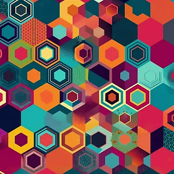 Artwork thumbnail, Colorful Hexagonal Pattern by UlDesigns