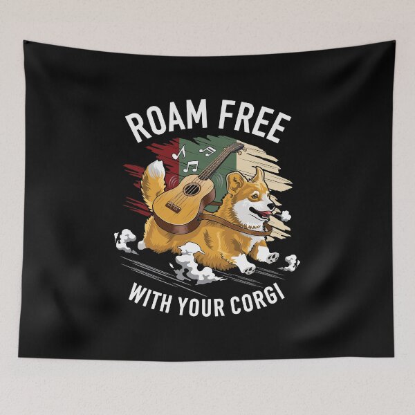 Item preview, Roam free with your corgi pembroke welsh corgi and guitar ukulele designed and sold by SetthaSK.