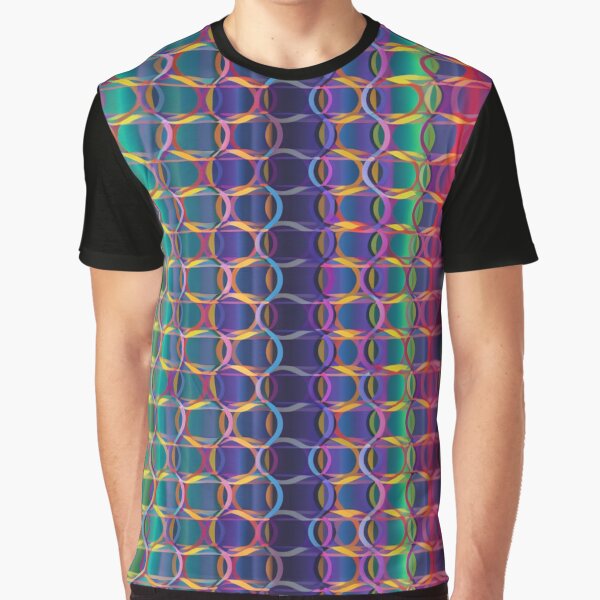 Vibrant Grid Pattern Graphic T-Shirt